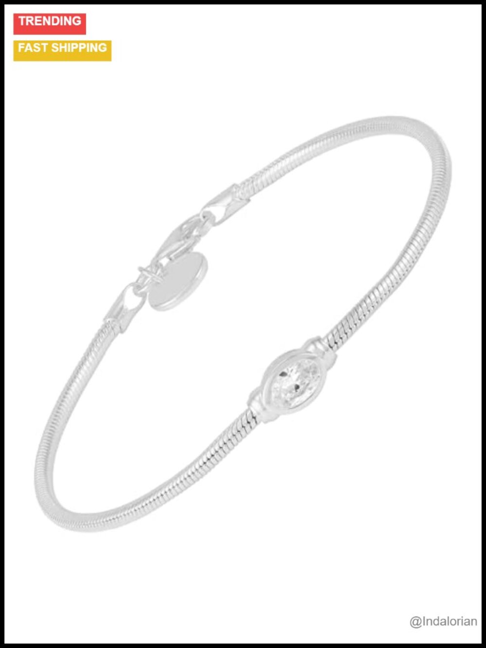 Sterling Silver White Cubic Zirconia Link Bracelet for Women 7.25"